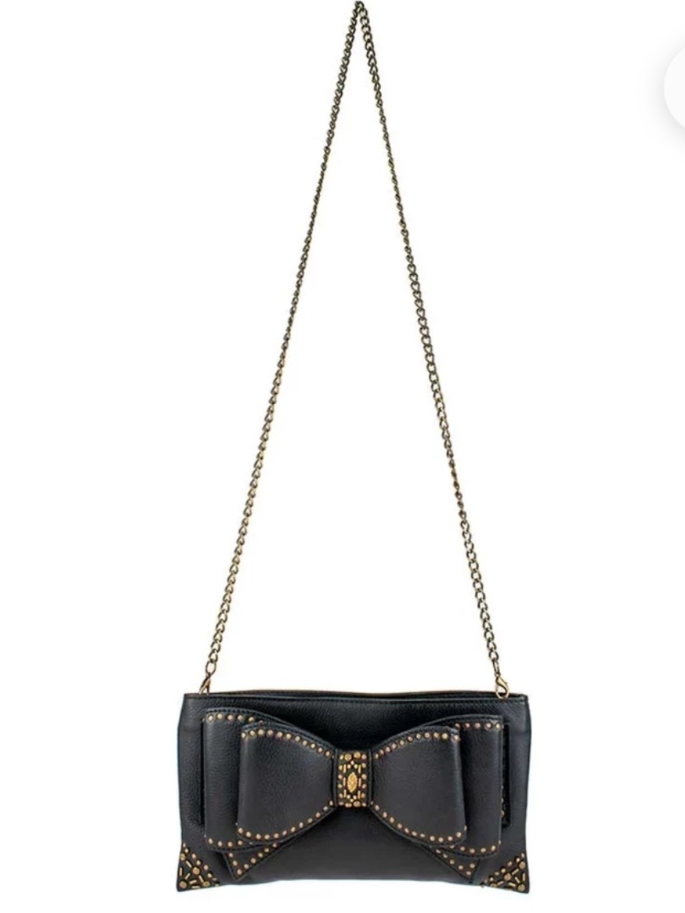 Mary Frances Black and Gold Bowed Over Clutch Crossbody Bag NWT